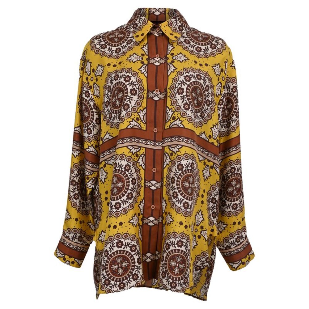 Nili Lotan Printed Button Up Shirt in Multicolor Silk